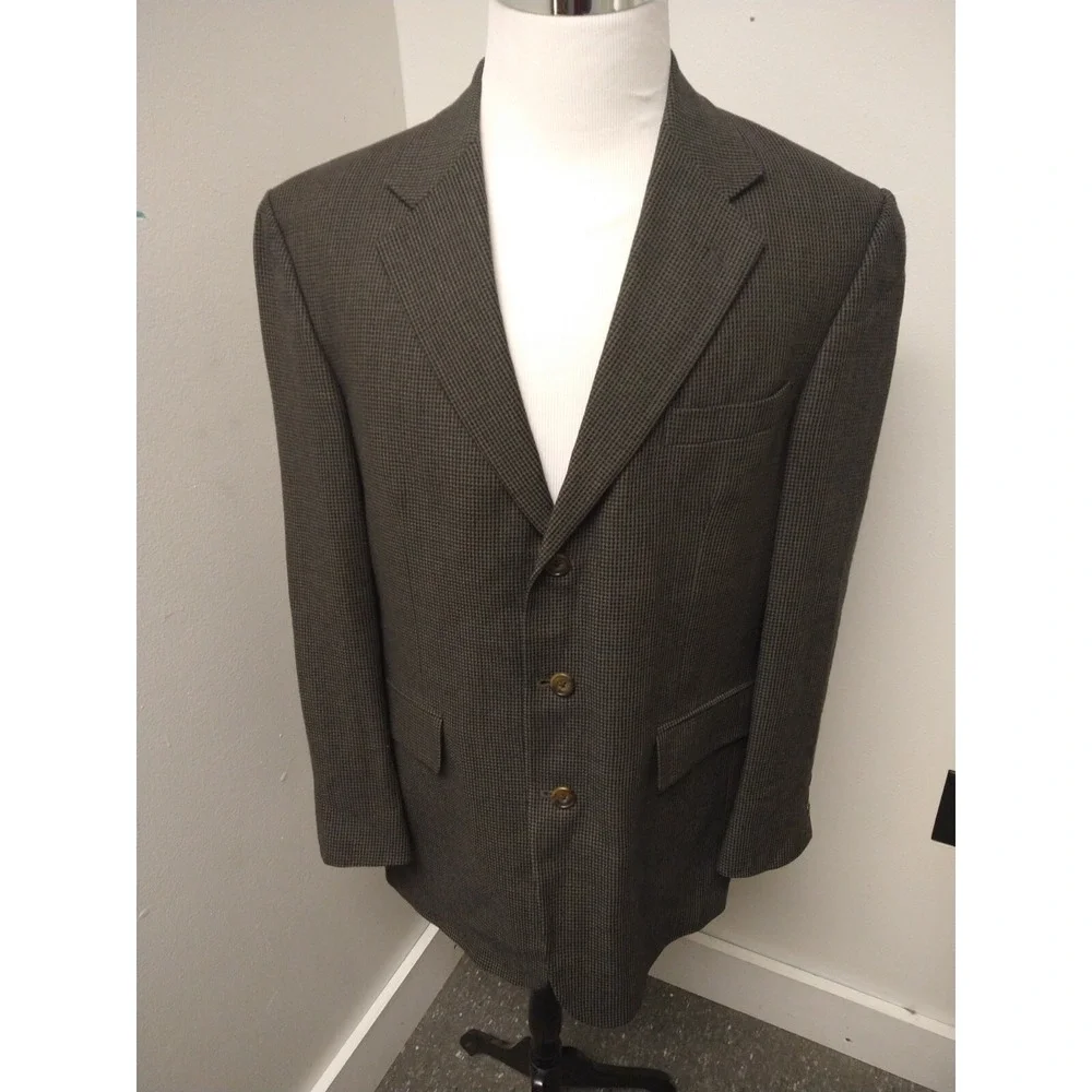 Oscar De La Renta Sport jacket Mens Size 42R Houndstooth 3 Button 100% Wool Prep